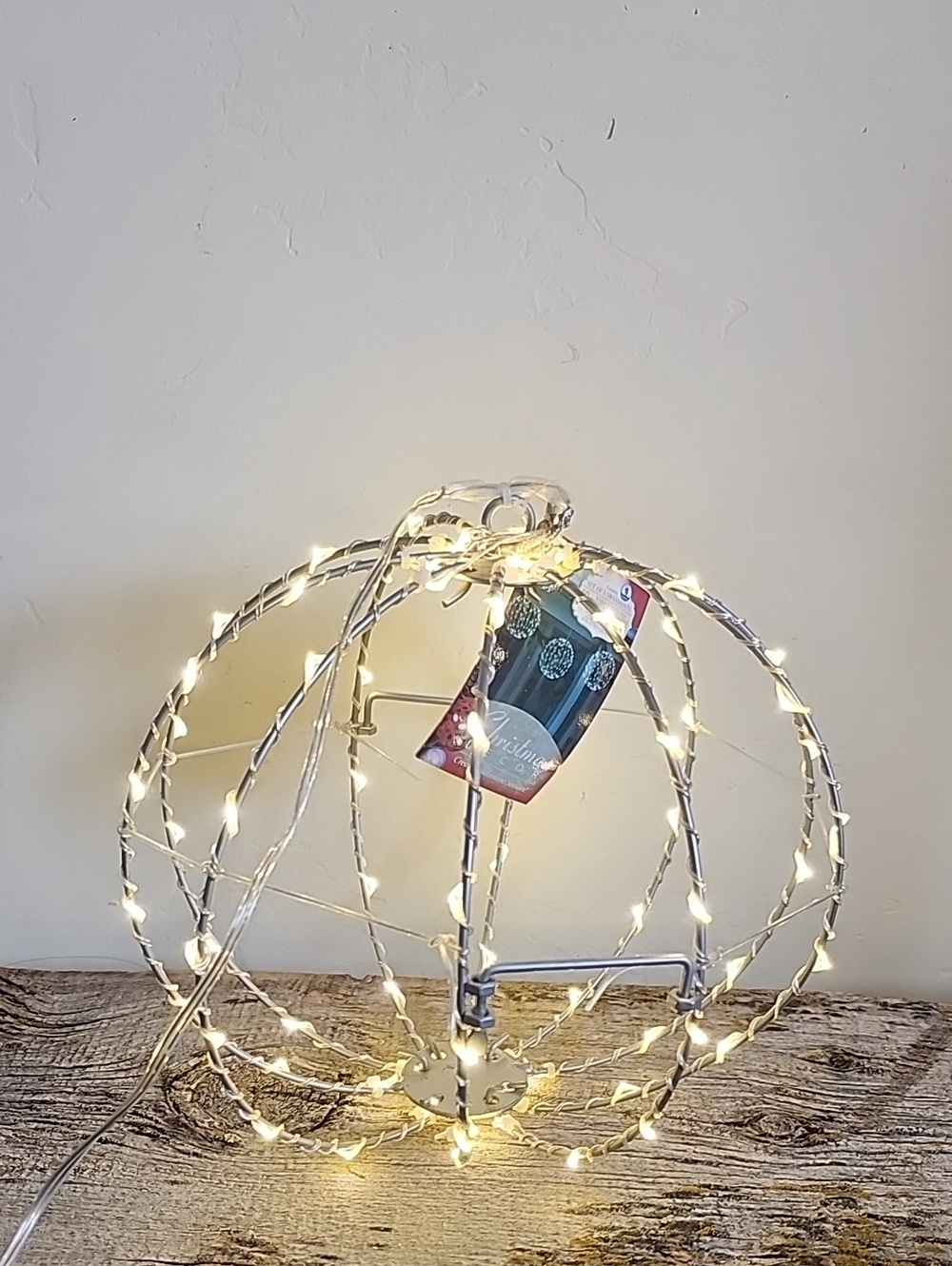 Hanging Wire Orb with Warm White String Lights